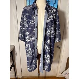 Tommy Bahama The Coconut Point Mens XL Navy Blue Tropical Palm Tree Camp Shirt